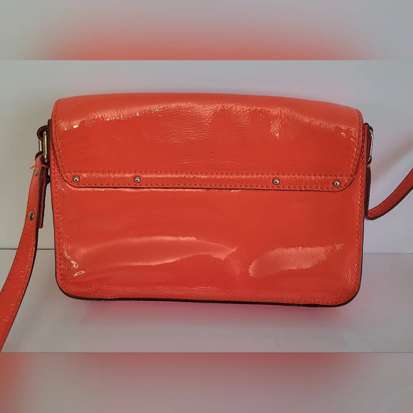 Kate Spade Neon Coral New York Flicker Ellie Patent Leather Clutch Crossbody Bag - Picture 3 of 10